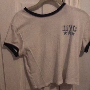 plain white “NYC” crop top